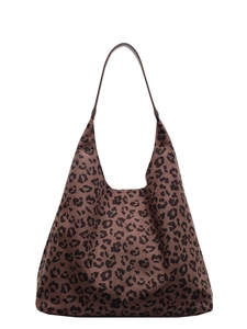 Sac à épaule vintage à imprimé léopard avec grande capacité pour femmes actives