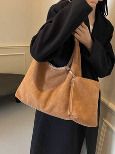 Sac à Bandoulière Grande Capacité Aspect Daim Pour Femmes Sac Seau Vintage En Cuir PU Givré Et Petite Pochette