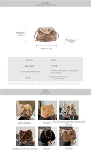 Faux mink fur bucket bag with cream pearl handle and leopard print options