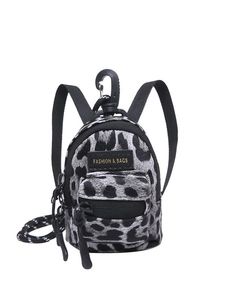 Mini leopard print crossbody bag for kids with fashion gold label and adjustable lanyard