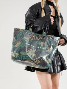 Women Large Capacity Tote Bag Fashion Animal Print Camouflage Leaf Pattern Glossy Waterproof PU PVC Shoulder Bag Shopping Travel Handbag