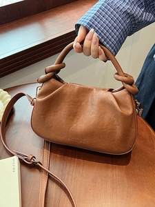 Borsa Nuvola Piegghettata in Pelle Sintetica Retrò da Donna con Manico Annodato Borsa a Spalla Sottobraccio Moda Pendolare