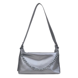Sac fourre-tout argenté minimaliste avec chaîne en métal et sangle réglable