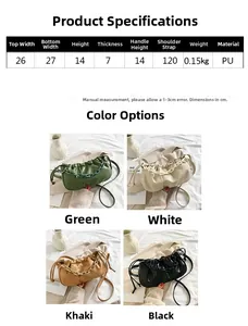 Tableau des dimensions détaillé et comparaison en quatre couleurs du sac nuage froncé