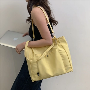 Women Large Capacity Oxford Cloth Tote Bag Simple Nylon Shoulder Bag Commuter Student Handbag With Front Pocket For Work School Casual