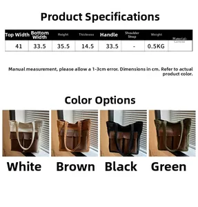 Detailed size parameters and color display of the large capacity canvas tote bag