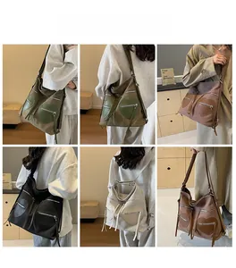 Collage of multi-color corduroy backpacks featuring heart pockets and tassel zippers