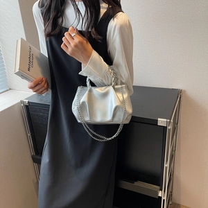 Fashion Pleated Cloud Shoulder Bag For Women Woven Handle PU Leather Crossbody Handbag Casual Small Square Tote