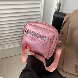 Bolso Bandolera Iridiscente Metalizado para Mujer en Cuero PU Bolso de Hombro Cuadrado Vertical Pequeño Con Correa Ajustable Bolso Diario de Moda