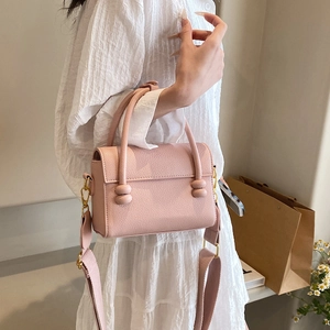 Mode Femmes Texture Litchi PU Petit Sac Carré Bandoulière Large Détail de Nœud Sac à Bandoulière Niche Sac à Main