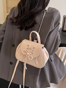 Zaino da Donna in Stile Balletto con Fiocco in Pelle PU con Texture di Marmo Mini Borsa a Tracolla per Viaggi Casual