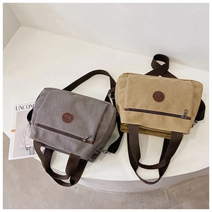 Borse tote in tela grigio e kaki con scomparti multipli e tracolla regolabile