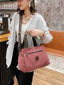 Borsa tote retrò in tela rosa scuro con grande capacità e tracolla regolabile