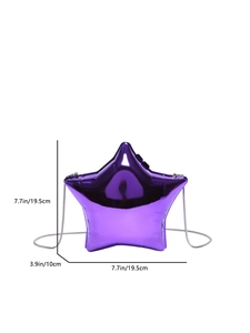 Sac bandoulière en acrylique violet brillant en forme d'étoile avec chaîne en argent