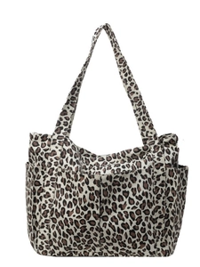 Borsa tote in tela leopardata con tasche multiple e grande capacità per le donne