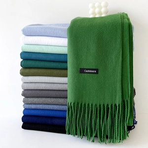 Women's Solid Color Cashmere Like Wool Blend Scarf Long Warm Winter Shawl With Tassels Soft Wrap Fashion Accessories