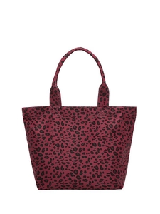Classic red leopard print canvas tote bag with reinforced handles for women