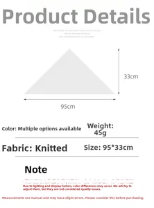 Guide des tailles pour écharpe triangle tricotée de 95cm de long et 33cm de haut
