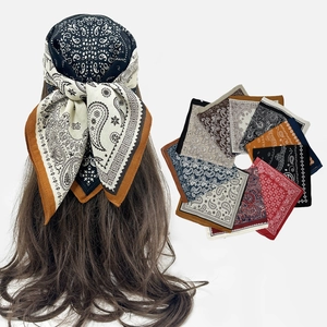 Classic paisley cotton linen headscarf collection with multiple vintage color options