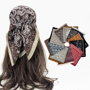 Vintage Paisley Bandana For Women Men Satin Square Scarf Geometric Star Printed Headwrap Elegant Neck Scarf Hair Accessory