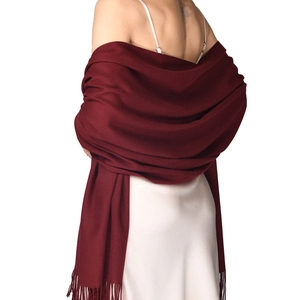 Women Elegant Imitation Cashmere Scarf Shawl Soft Tassel Large Wrap For Wedding Party Winter Warm Solid Color Pashmina