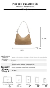 Spécifications détaillées de la taille du sac de plage en paille avec comparaison