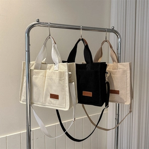 Women Corduroy Tote Bag Large Capacity Shoulder Bag With Dual Pockets Casual Fashion Crossbody Handbag For Commuting