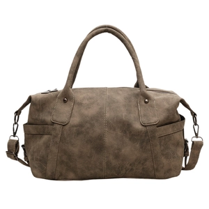 Retro coffee brown frosted tote bag with large capacity and removable shoulder strap