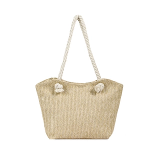 Sac cabas tendance en paille tressée avec motif chevrons et anses en corde de coton