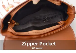 Internal view of crossbody bag showing the zipper pocket and high-quality fabric lining