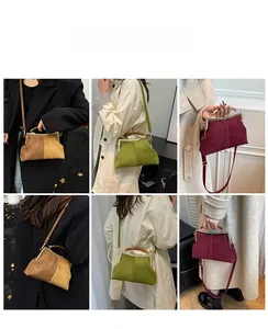 Collage de sacs à main rétro montrant une texture mate et un fermoir en métal en couleurs