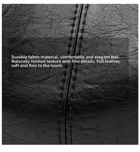 Close-up of premium black lychee texture leather with durable double-stitch detailing