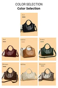 Grid view showing multiple colors of the large capacity soft leather tote bag