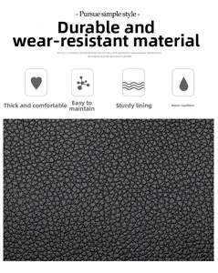 Close-up of premium black lychee pattern leather with waterproof and durable texture
