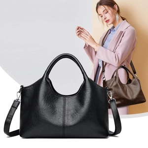 Women Fashion Soft PU Leather Tote Bag Large Capacity Commuter Handbag With Detachable Shoulder Strap Crossbody Bucket Bag