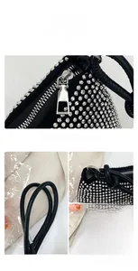 Close-up of sparkling silver rhinestones and premium knotted black leather handle