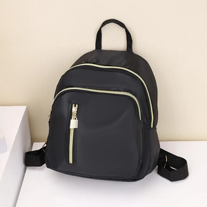 Mini Sac à Dos en Nylon Imperméable Léger pour Femme Mode Multi-Poches Petit Sac de Jour Décontracté Avec Fermeture Éclair Or