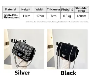 Tabella taglie con altezza 11cm e larghezza 17cm per la borsa a tracolla con strass