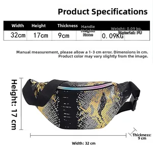 Spécifications de taille pour sac ceinture métallique avec motif crocodile et chaîne