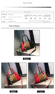 Tableau des tailles et options de couleurs pour le grand sac à main en PU pour femmes