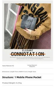 Detailed view of grey PU crossbody bucket bag with dimensions 15x9.5x16cm and metal chain