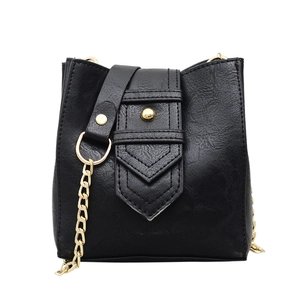 Women Retro PU Leather Mobile Phone Crossbody Bag Fashion Gold Chain Bucket Bag Small Square Shoulder Bag For Daily Use