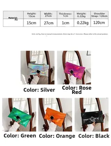 Detail showcasing variety of crocodile pattern PU envelope bags in five vibrant colors