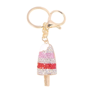 Porte-clés bâtonnet de glace en strass scintillant avec anneau en métal doré.