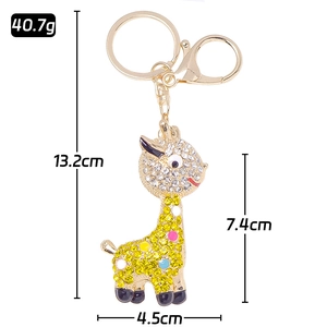 Portachiavi giraffa in metallo strass ciondolo animale carino cristallo borsa charm