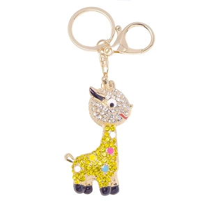 Portachiavi giraffa strass metallo animale carino ciondolo borsa accessorio regalo.