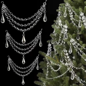 Catene di perle di cristallo acrilico con pendenti a goccia per decoro natalizio