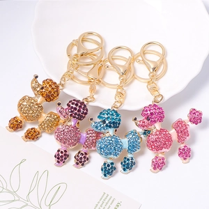Zinc Alloy Poodle Dog Shape Rhinestone Keychain Gold Plated Animal Bag Pendant Charm For Women Accessories Gift