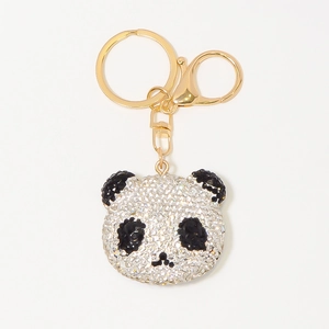 Funkelnder Panda-Schlüsselanhänger mit schwarz-weißen Strasssteinen und Goldring