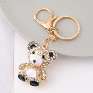 Mignon Porte-clés Ours en Alliage de Zinc Strass Pendentif Animal pour Sac Cadeau Porte-clés Ours Doré Brillant